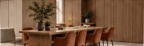 Warm timber meeting space.
